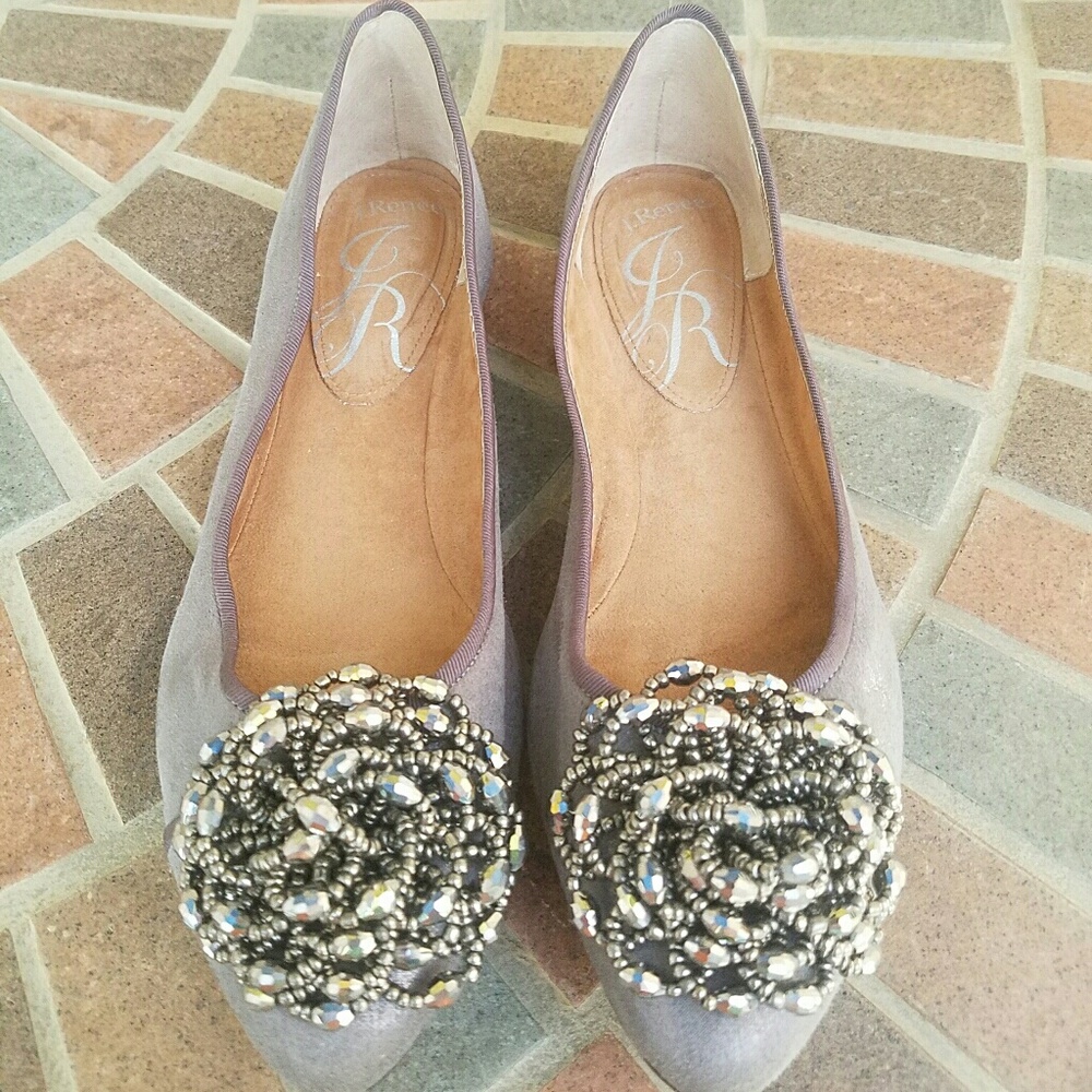 J.Renee Geezelouise Gray Metallic flats